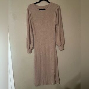 Abercrombie & Fitch Tan Sweater Dress with Bishop Sleeves XL
